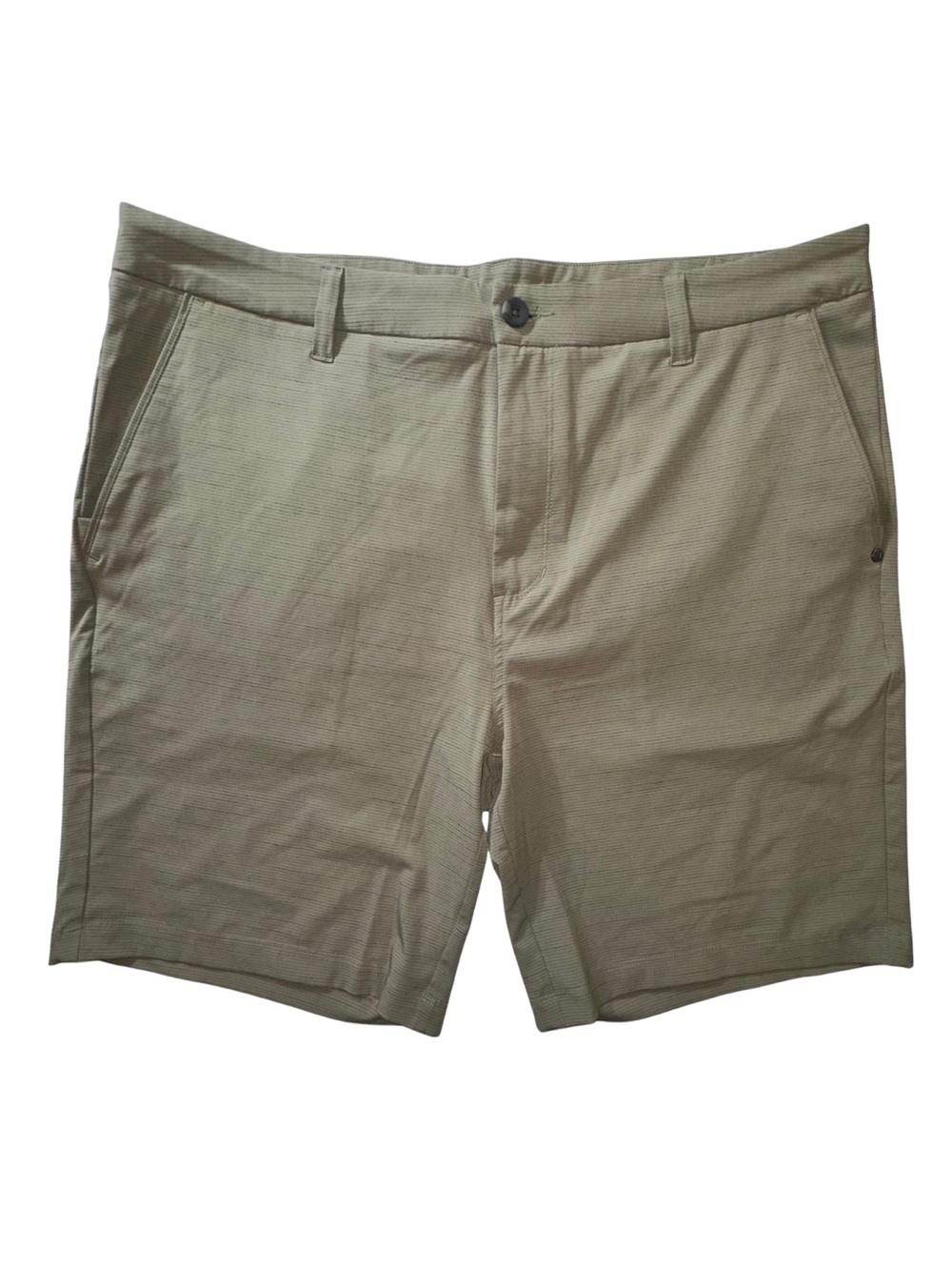 Vuori Pebble Shorts Men’s 36 Light Brown Black Stripe Stretch Chino Golf 9”